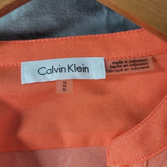 Calvin Klein Womens Medium M Roll Tab Sleeve Snake Print Ombre Top Vibes - Picture 2 of 12